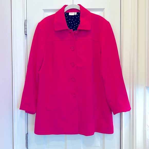 Rafaella Weekend Hot Pink Button Front Lined Coat sz.XL - Picture 6 of 10
